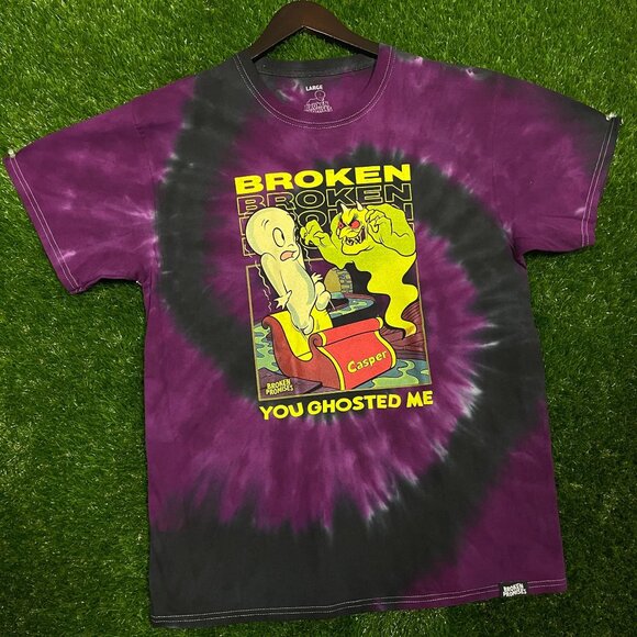 Broken Promises Casper You Ghosted Me Cartoon Tie-dye T-shirt size Large - Picture 4 of 4
